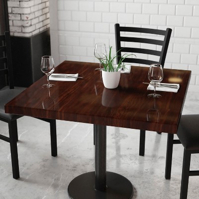 Glenbrook 36'' Square High-Gloss Walnut Resin Dining Table Top