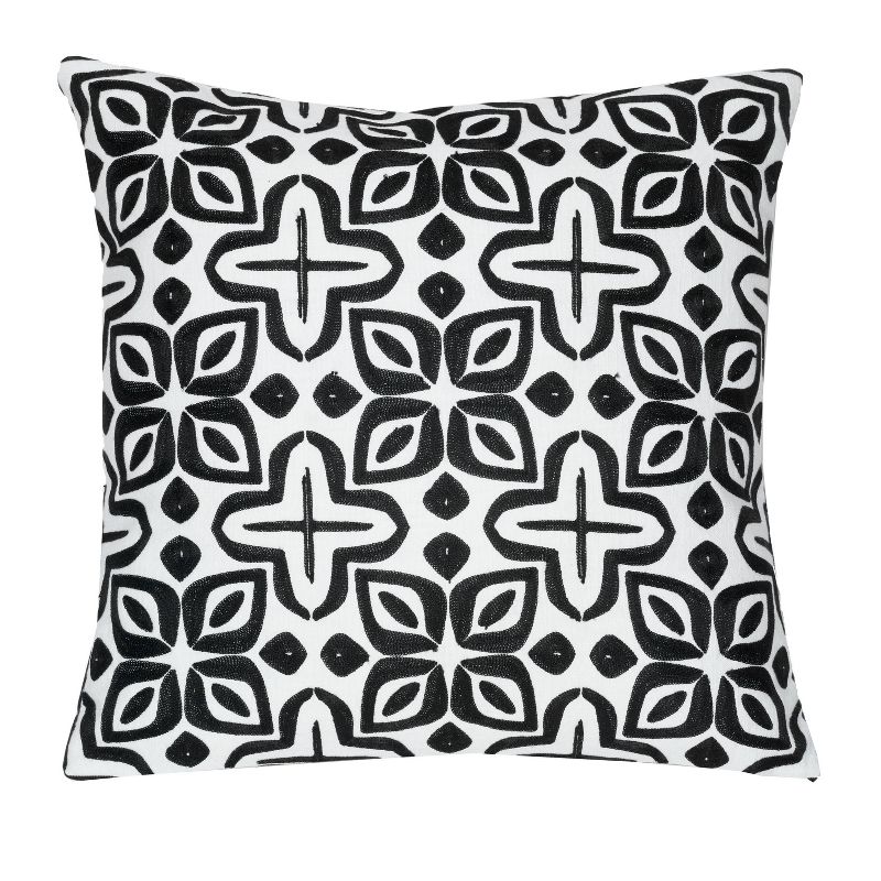 Beauty Embroidered Decorative Pillow White/Black - Rochelle Porter, 1 of 8