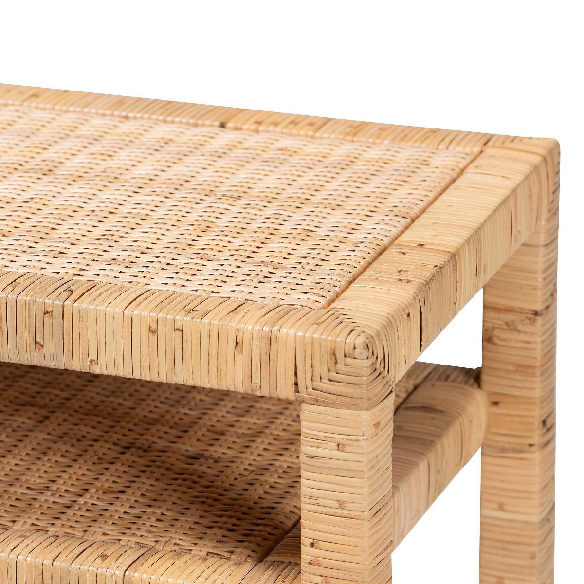 bali & pari Kalimantan Rattan and Acacia Wood Console Table Light Honey - thumbnail 5