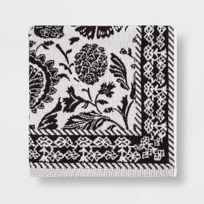Floral Framed Bath Towel Dark Gray - Threshold™