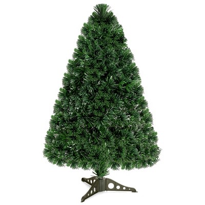 Tangkula 3'Artificial PVC Christmas Tree Pre-lit Multi-color Fiber Optic