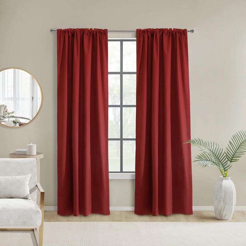 Thermalogic Weathermate Topsions Room Darkening Provides Daytime and Nighttime Privacy Curtain Panel Pair Burgundy, 1 of 6