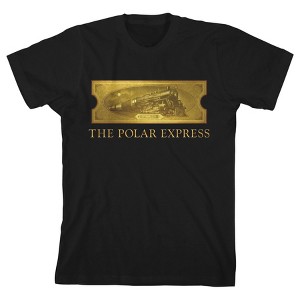 Polar Express Golden Ticket Crew Neck Short Sleeve Boys' Black T-shirt - 1 of 3