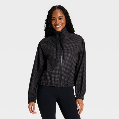 Женские куртки All In Motion Women's Picot Trim Windbreaker Jacket - All In Motion™ Black Gingham Print L