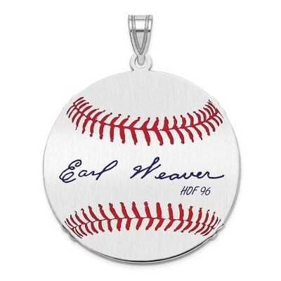 Black Bow Jewelry Sterling Silver Earl Weaver Signature LG Enamel Baseball Pendant