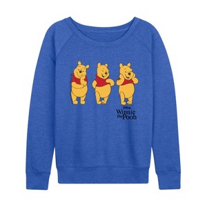 Women's - Disney - Three Pooh Lightweight French Terry Wide Neck Long Sleeve Graphic Shirt - 1 of 3
