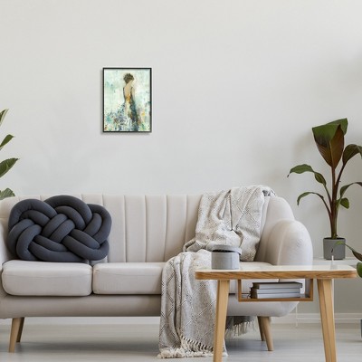 Abstract Woman in Floral Dress Canvas Print with Black Frame