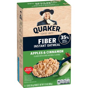 Quaker Fiber Boost Apples & Cinnamon Flavored Instant Oatmeal - 12.6oz/8ct - 1 of 4