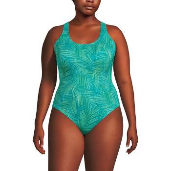 Lands' End Women's Plus Size SlenderSuit Grecian Tummy Control Chlorine  Resistant One Piece Swimsuit