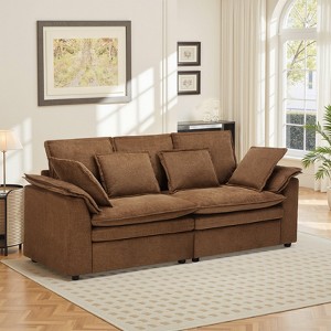 Buenhomino 87" L-Shaped Sofa, Modular Sectional Sofa, Comfy Deep Seat Convertible Couch with Ottoman, Modern Minimalist Chenille Couch for Living Room - 1 of 4