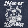 Womens Funny T Shirts Never Lonely Sarcastic Cat Lady Graphic Novelty Tee For Ladies - Crazy Dog Women's T Shirt For Cat Lovers - 2 of 4