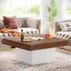 Tribesigns Farmhouse Square LED Table, Engineered Wood Coffee Table - 3 of 4
