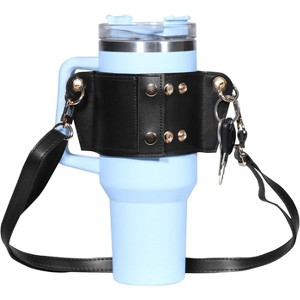 BABYYER Water Bottle Holder With Strap for 40oz,Water Bottle Pouch Series Tumbler,PU Water Bottle Bag (Black) - 1 of 4