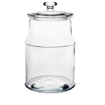 Amici Home Carlisle Glass Canister Round Jar, Food Safe, Airtight Lid with Handle and Plastic Gasket, For Kitchen & Pantry