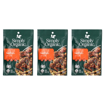 Simply Organic Buffalo Dry Rub Mix, 3 Packets, 0.95 oz (27 g) Each
