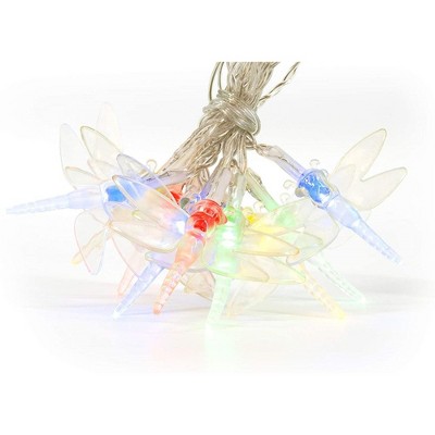 ProductWorks Battery-Operated Ultra LED Lights with Timer Feature, 10 Multicolored Lights, Dragonfly
