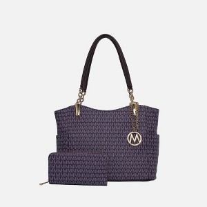 MKF Collection Savannah M Logo Printed Vegan Leather Women’s Tote and Wristlet Wallet by Mia K- 2 pieces - 1 of 4