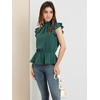 INSPIRE CHIC Women's Ruffle Flutter Sleeve Pleated Frill Collar Peplum Top - 3 of 4