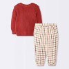 Baby Boys' 2pc Christmas Holiday Merry and Bright Sweater and Gingham Pants Set - Cloud Island™ Red - 2 of 4