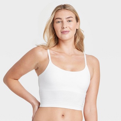 Women's Cotton Stretch Crop Cami Bralette - Auden™ White XS