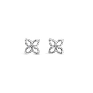 Haus of Brilliance 925 Sterling Silver Diamond Accent 4 Petal Flower Stud Earring - 1 of 4