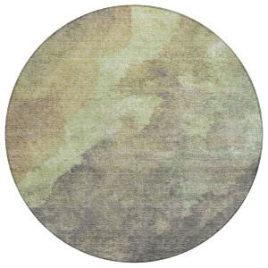 Artichoke Green And Taupe Abstract Washable Indoor Outdoor Area Rug - 1 of 4