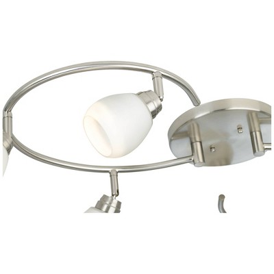 Brushed Nickel 6-Light LED Ceiling Track Fixture with White Glass Shades
