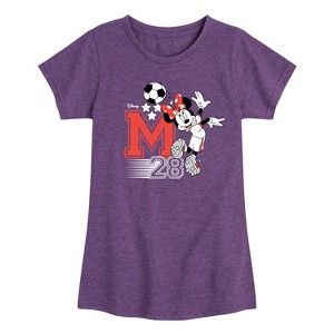 Girls' - Disney - Minnie Soccer 28 Fitted Short Sleeve Graphic T-Shirt - 1 of 4