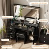 Vanity Desk with Mirror & Lights,Makeup Vanity with 7 Drawers,3 Light Mode & Brightness Adjusted, with Hairdryer Holder for Bedroom-Black - 4 of 4