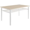 Farmhouse Dining Set for 4, 3-Piece Kitchen Table with 2 Benches & Storage Rack, White Oak MDF Table with Metal Frame, for Home & Restaurant - 4 of 4