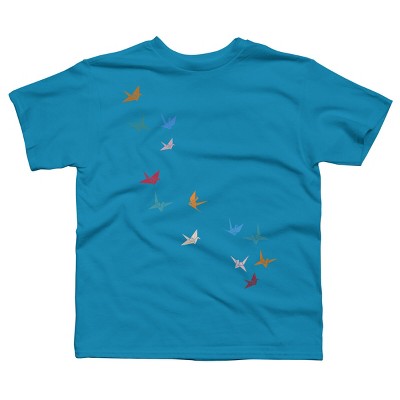 Boy's Design By Humans Flying Paper Cranes Birds By Magnussons T-Shirt