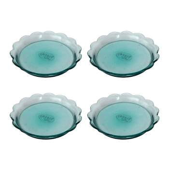 Set of 4 Scalloped Rim Recycled Glass Trays Pale Green - ACHLA Designs