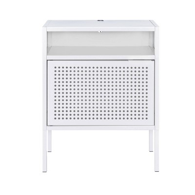 Gemma 19" White Metal Nightstand with USB Port