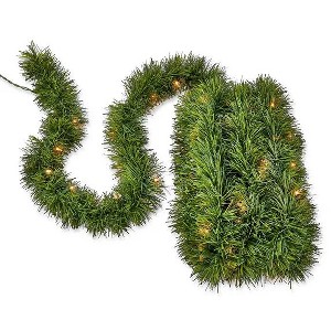 Swtroom 25Ft Christmas Garland Pre-Lit 100 Warm White Lights Soft Artificial Christmas Garland Fireplace Xmas Christmas Collection - 1 of 4