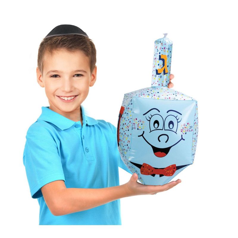 Rite Lite 24" Hanukkah Inflatable Smiley Face Dreidel Decoration - Blue/Red, 3 of 4