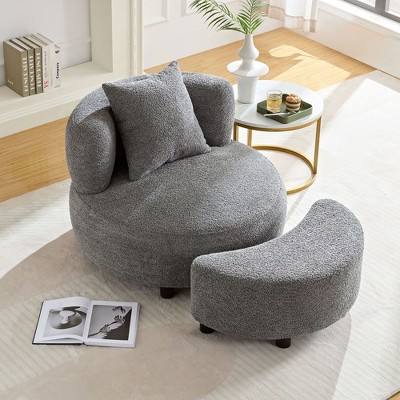 NicBex Modern Accent Chair with Ottoman Single TV Chair Comfy Barrel Chair with Foot Rest for Living Room, Bedroom, Gray