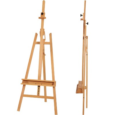Adjustable Solid Beech Wood Studio Easel with Brush Holder