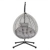 1pc Hanging Egg Chair, Weather-Resistant PE Rattan & Iron Frame, Indoor Outdoor Lounge with Adjustable Headrest - Coolbibila - 3 of 4