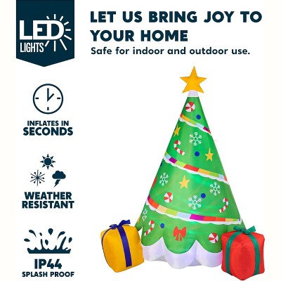 6 FT Green Inflatable Christmas Tree with LED Lights