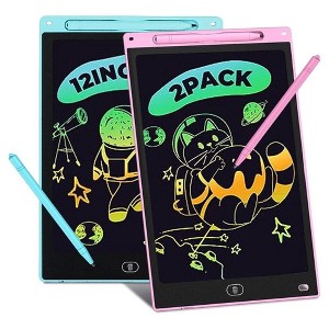 MOVSSOU 2 Pack LCD Writing Tablet 12in Colorful Toddler Drawing Pad Doodle Board Erasable Electronic Drawing Pad - 1 of 4