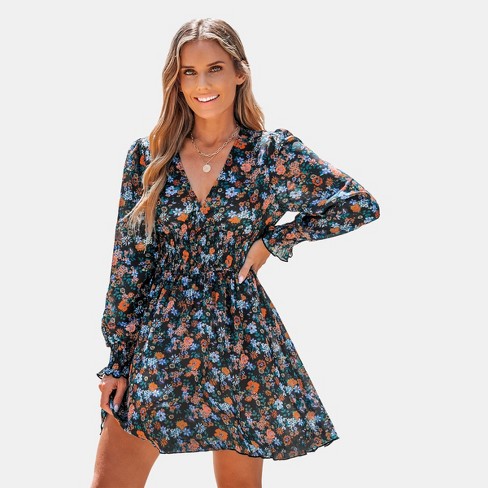 Women's Floral Print Smocked Mini A-line Dress - Cupshe : Target