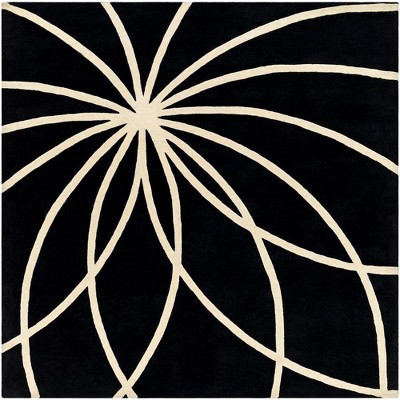 Mark & Day Falher 4'x4' Square Tufted Indoor Area Rugs Black: Geometric Wool, Stain-Resistant, Modern Decor