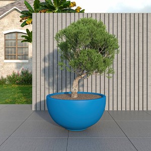 LeisureMod Iris Fiberstone Round Planter with Drainage Holes for Indoor and Outdoor Use - 1 of 4