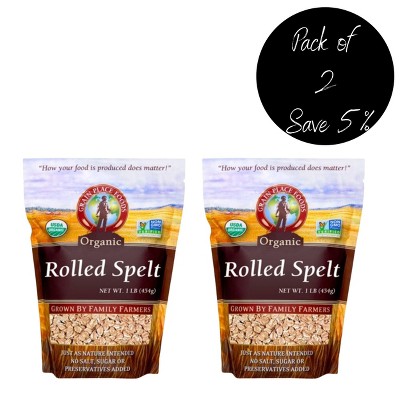 Grain Place Foods 1 lb Organic Rolled Spelt Non-GMO - Pack of 2