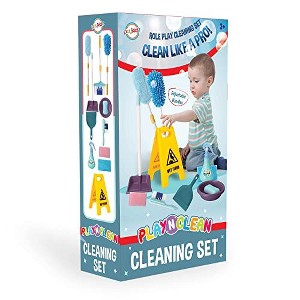 Playkidiz Kids Cleaning Set for Toddlers, Toy Broom & Mop Cleaning Accessory Set, Pretend Play Toys for Boys & Girls Ages 3+ - 1 of 2