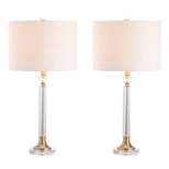 28" (Set of 2) Mark Crystal/Metal Table Lamp (Includes LED Light Bulb) Clear/Brass - JONATHAN Y