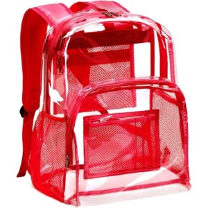 Clear Heavy Duty PVC Transparent Backpack - Extra Large Size with Reinforced Straps, Ideal for College - 1 of 4