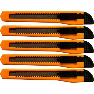 MotoProducts Bulk 5" Box Cutters Neon Orange with Snap-Off Blades and Safety Locks
