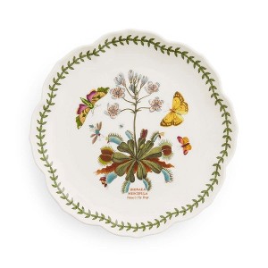 Portmeirion Botanic Garden Lotus 8.8" Side Plate, Venus Fly Trap Illustration - Blossom Shaped Porcelain Dish, Round Platter - Microwave & Oven Safe - 1 of 4