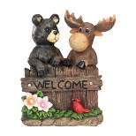 Northlight 9.75" Black Bear and Moose "Welcome" Outdoor Garden Statue